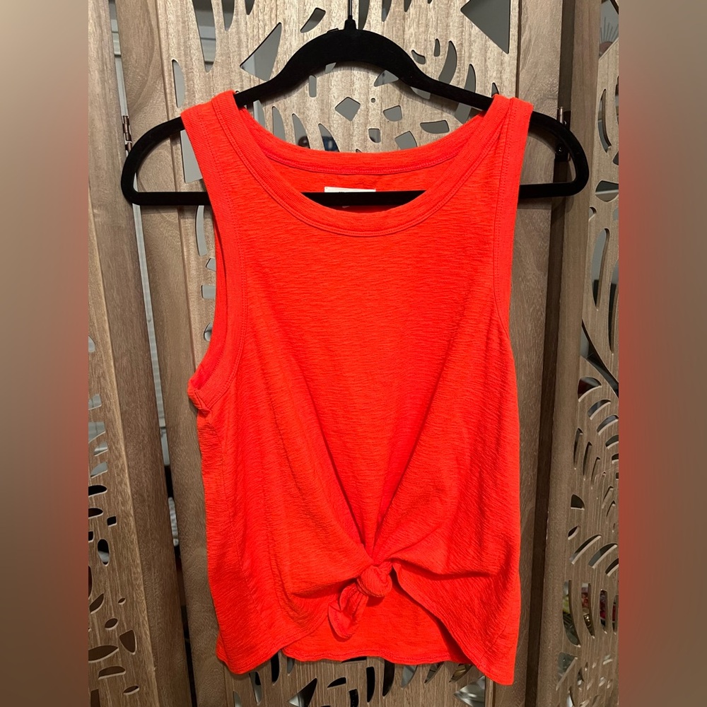 Madewell Bright Coral Tie-Front Tank